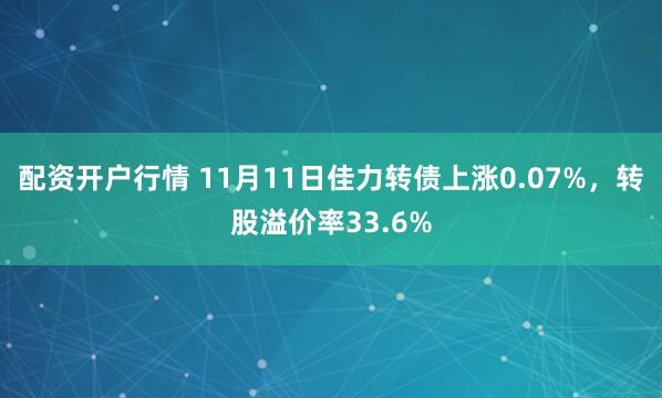配资开户行情 11月11日佳力转债上涨0.07%,转股溢价率33.6%
